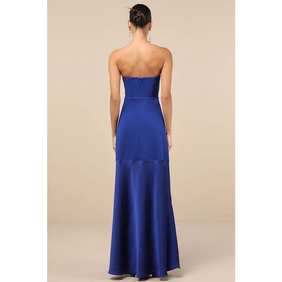 Lulus Compelling Style Royal Blue Strapless A-Line Maxi Dress Size XL NWT - Picture 2 of 9